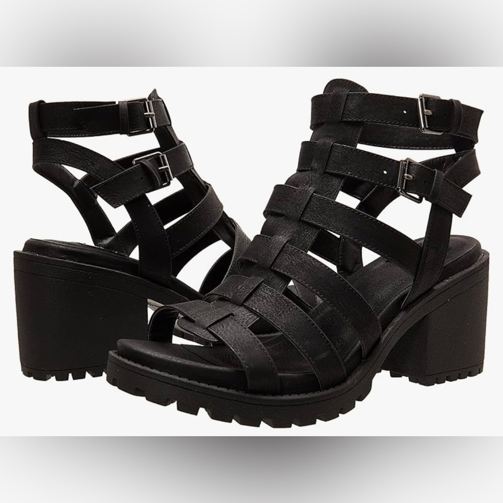 Chinese Laundry Black Gladiator Heeled Sandals